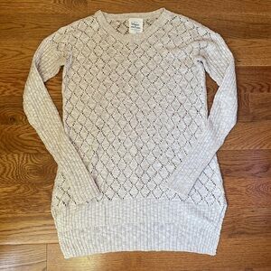 Between Me & You Beige Open Knit Long Sleeve Sweater